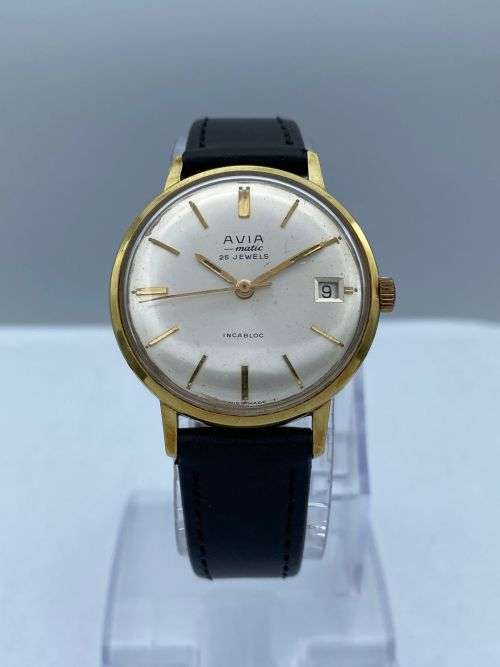 ***AVIA MATIC SWISS 25 JEWELS GOLD VINTAGE DRESS WATCH* R1 BIDS!