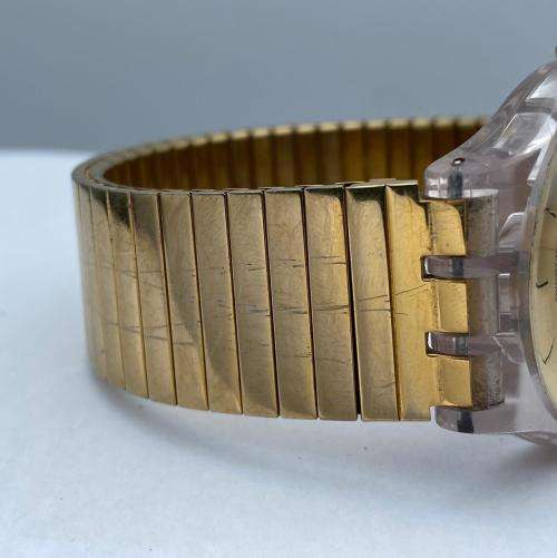*BEAUTIFUL SWATCH CLEARLY GENT MENS GOLD WATCH* R1 BIDS!
