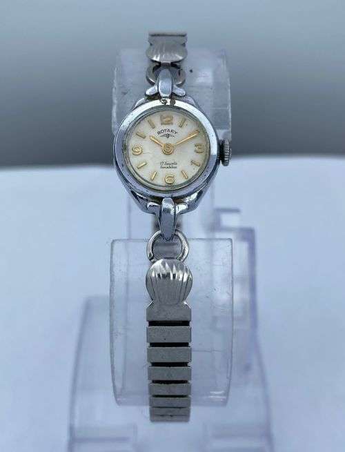 ***VINTAGE SWISS ROTARY 17 JEWELS LADIES STEEL WATCH* R1 BIDS!