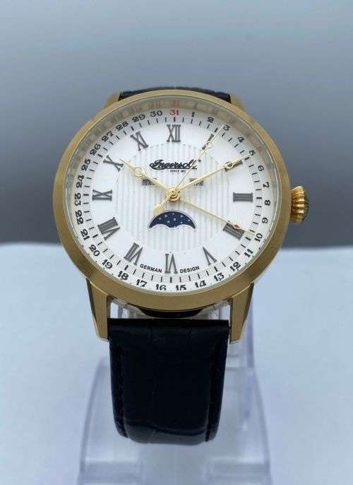 ***NEW INGERSOLL LUXURY MOONPHASE GOLD MENS WATCH***B & P!