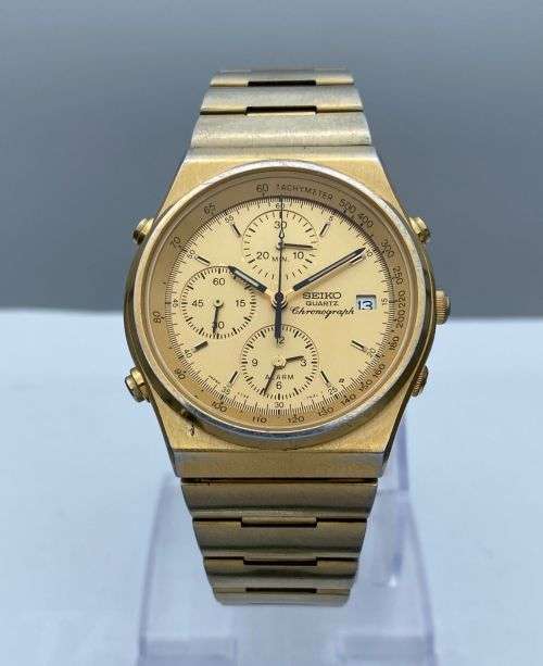 ***BRILLIANT SEIKO GOLD ALARM CHRONOGRAPH MENS WATCH*** R1 BIDS!