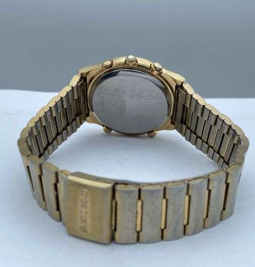 ***BRILLIANT SEIKO GOLD ALARM CHRONOGRAPH MENS WATCH*** R1 BIDS!
