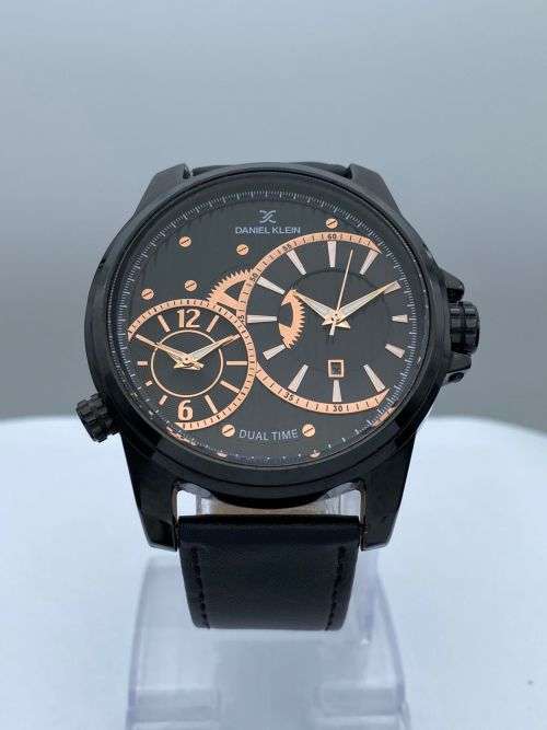 ***DANIEL KLEIN DUAL TIME ROSE GOLD MENS LUXURY WATCH***