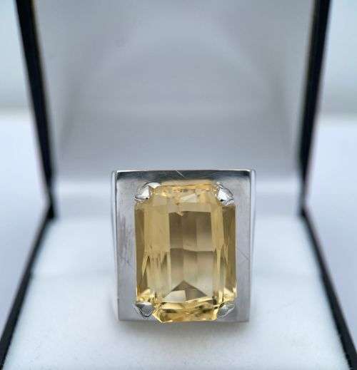 ***CHUNKY SILVER MENS LARGE NATURAL CITRINE RING*** R1 BIDS!!!