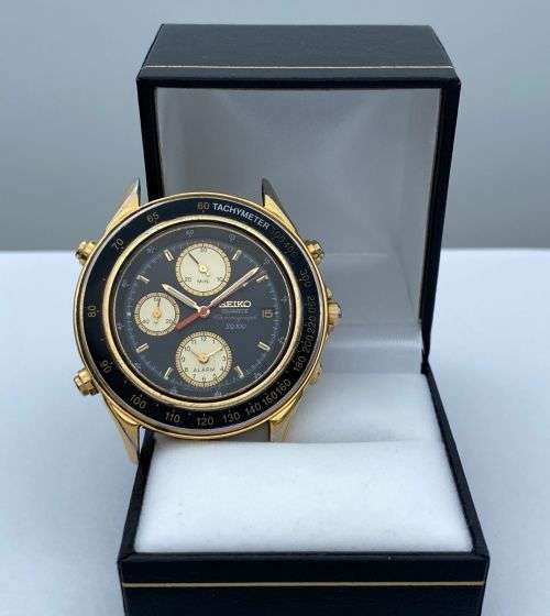 ***SEIKO SQ100 CHRONO MENS GOLD PAUL NEWMAN DRESS WATCH***