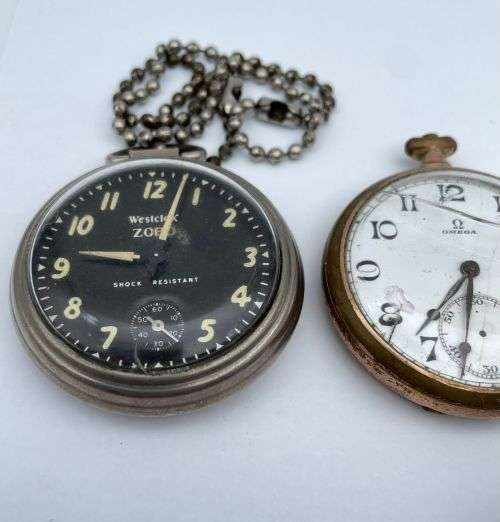 LOT OF 6 COLLECTORS VINTAGE POCKETWATCHES (OMEGA/RUHLA/WESTCLOX)