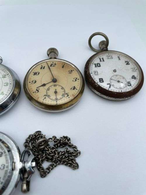 LOT OF 6 COLLECTORS VINTAGE POCKETWATCHES (OMEGA/RUHLA/WESTCLOX)