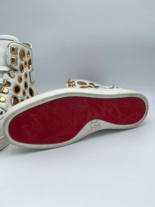 LUXURY CHRISTIAN LOUBOUTIN ALFIE WHITE GOLD SNEAKERS!!!