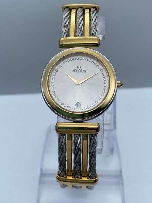 LUXURY MICHEL HERBELIN CABLE TWO-TONE LADIES DRESS WATCH!