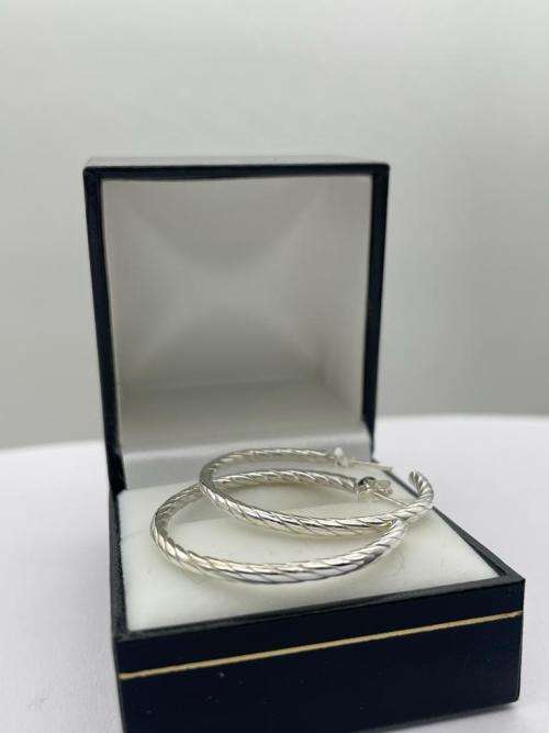 RETAIL: R1800 - CHUNKY STERLING SILVER SCROLLED HOOP EARRINGS***