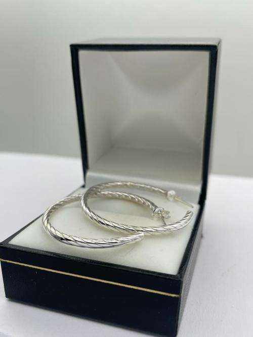 RETAIL: R1800 - CHUNKY STERLING SILVER SCROLLED HOOP EARRINGS***