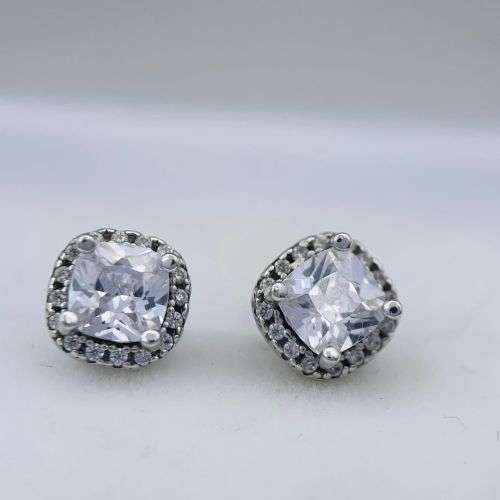 RETAIL: R2800 - AMERICAN SWISS STERLING SILVER HALO EARRINGS!