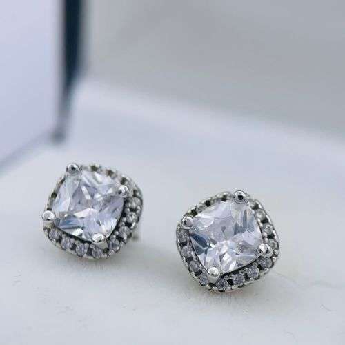 RETAIL: R2800 - AMERICAN SWISS STERLING SILVER HALO EARRINGS!