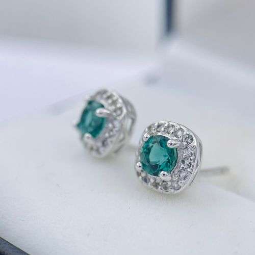 RETAIL: R2800 - AMERICAN SWISS STERLING SILVER EMERALD CZ EARRINGS!