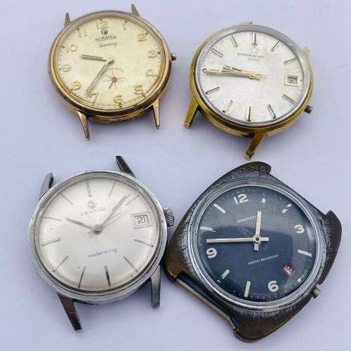 LOT OF 4 X SWISS VINTAGE MENS WATCHES!