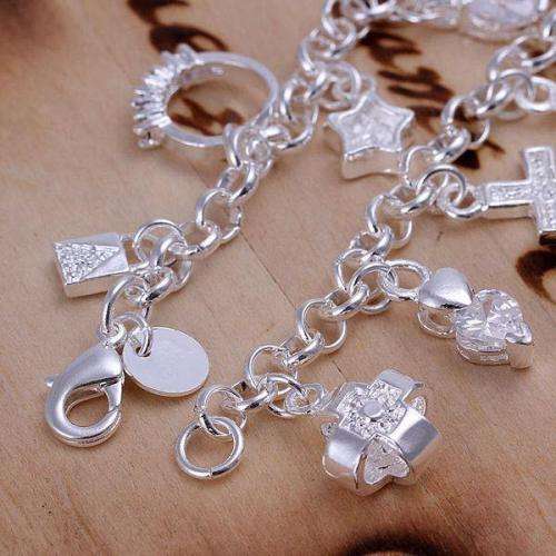 Sterling Silver Filled Bracelet with 13 Charms
