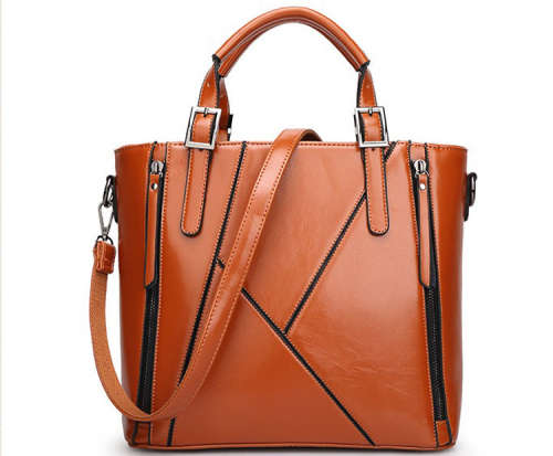 Ladies PU Leather Shoulder Messenger Handbag - Brown