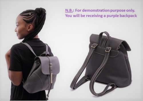 Ladies PU Leather Backpack - Purple