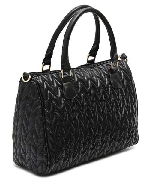 Barrel Handbag - Quilted - BLACK