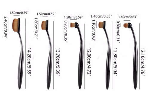 Oval Makeup Brush Set 7Pc - 5 Brushes with Sponge and Brush Cleaning Egg