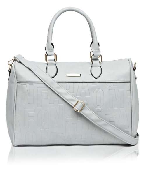 Stunning PU Leather Barrel Handbag - Light Blue