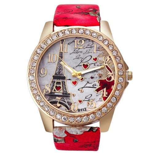 Ladies Analogue Eiffel Tower Vogue Watch - Red