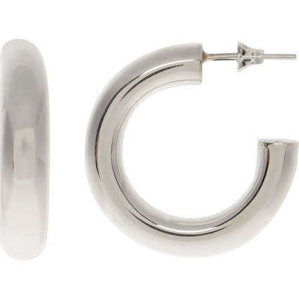 Genuine Solid 925 Sterling Silver Tube Hoop Earrings - 15mm