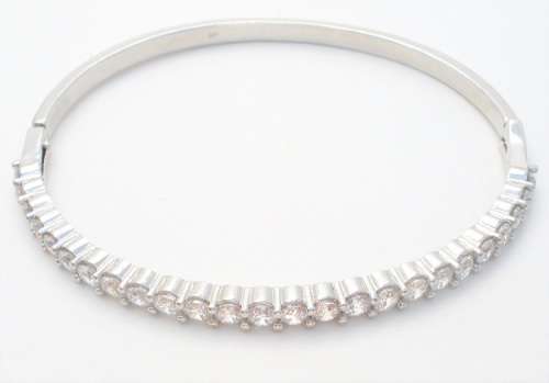 S925 Sterling Silver Filled Hinged Eternity Bangle