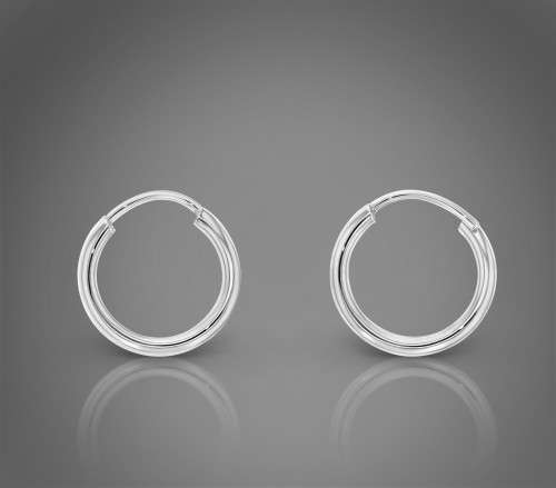 10mm Genuine 925 Sterling Silver Sleeper Hoop Earrings
