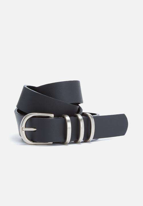 Ladies GENUINE LEATHER Belt with Multi-Keeper Buckle - Medium