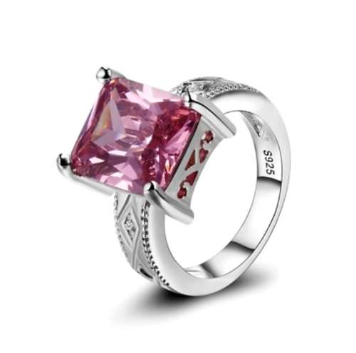 Exquisite 3.0CT Topaz Rose Ring set in S925 Sterling Silver 8Q