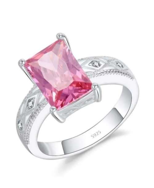 Exquisite 3.0CT Topaz Rose Ring set in S925 Sterling Silver 8Q