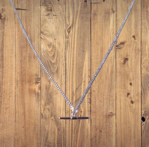 925 Sterling Silver T-bar Necklace - 40cm Curb Chain with Extender