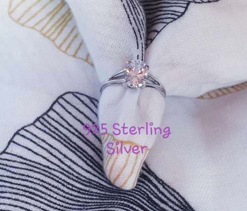 Genuine 925 Sterling Silver Engagement Ring with Oval Moissanite- Size 7 | P