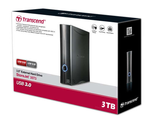 Transcend StoreJet 35T3 Black 3 TB USB3 External Hard Drive