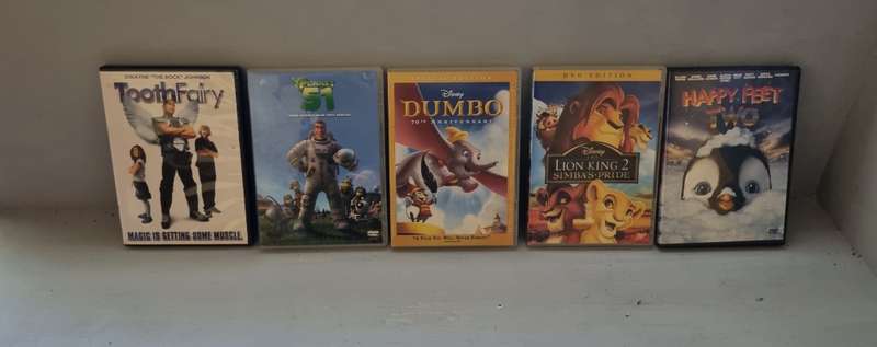 A box of 15 kids` DVD`s