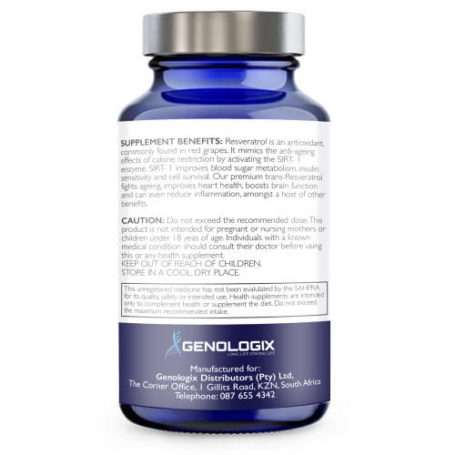 Genologix - Resveratrol - 1000mg EXTRA STRENGTH - 60 Capsules (SA STOCK)