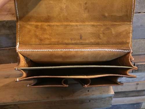 Genuine Leather 2 Division Bag with buckles
