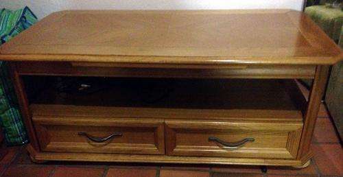 Very unique, solid coffee table/TV stand with 'fold out' mechanism