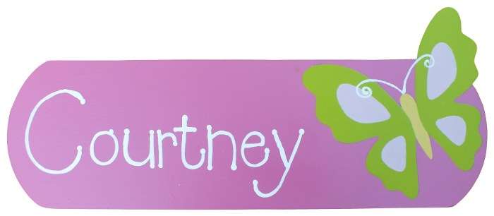 Personalised Name Plaque / Pink & Lime Butterfly
