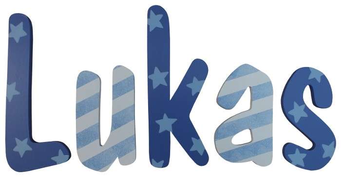Personalised Wooden Letters - Brushdom Font Stripes & Stars