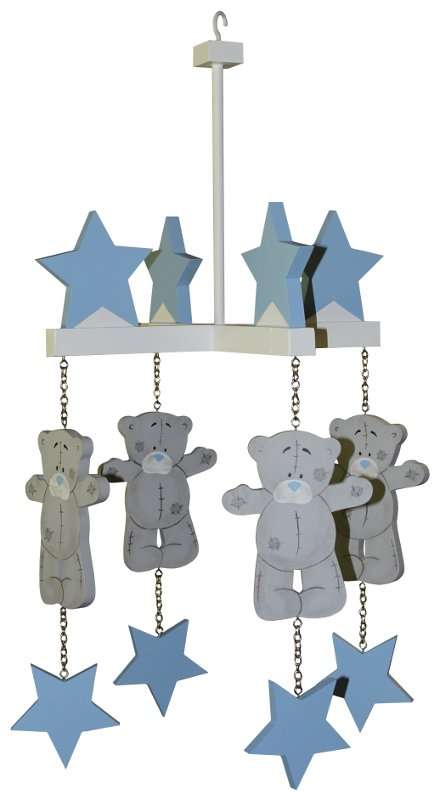 Wooden Tatty Teddy Ceiling Mobile / Blue