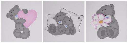 Tatty Teddy Canvas Painting Set / 3 Pieces in Pink