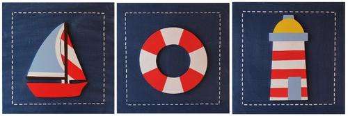 Nautical Canvas Painting Set / 3 Pieces