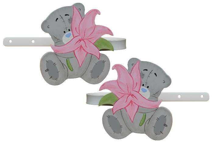 Tatty Teddy Curtain Tiebacks / Pink Lily
