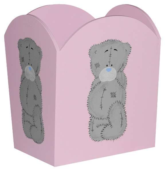 Wooden Tatty Teddy Dustbin  / Pink