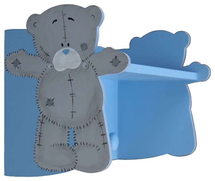 Wooden Tatty Teddy Shelf with Knobs / Blue