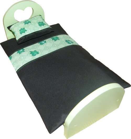 Wooden Green Barbie Bed with Bedding