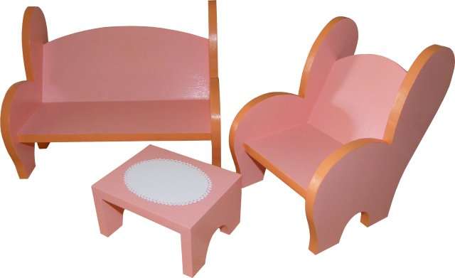Wooden Peach Barbie Lounge Suite (3 Pieces)