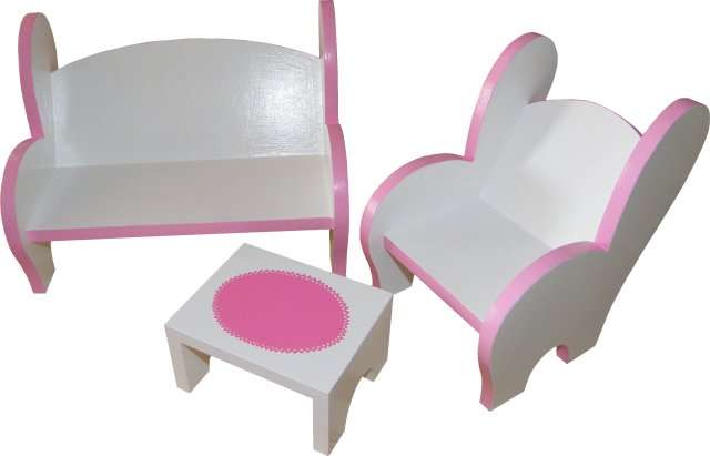 Wooden Barbie Lounge Suite  / Pink